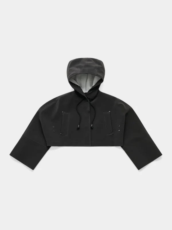 Women’s Cropped Waterproof Rain Jacket-Black