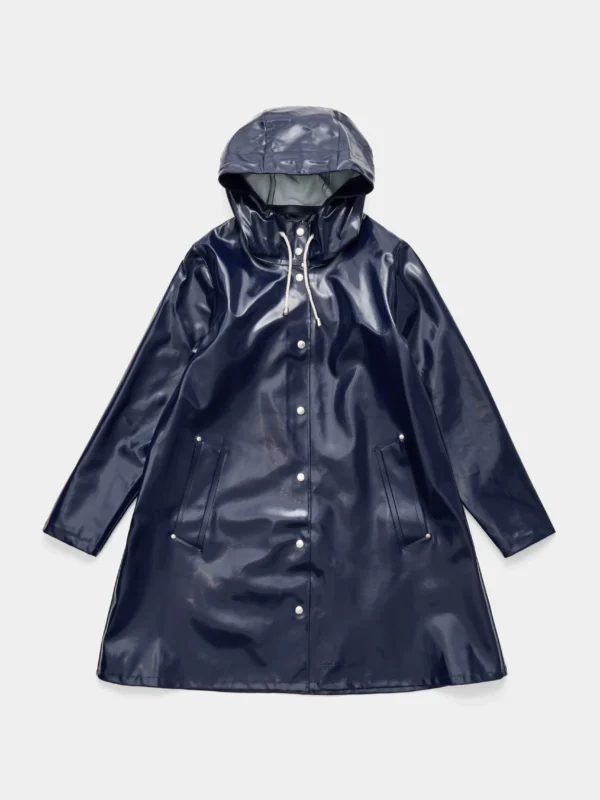 Women’s High-Gloss Waterproof Rain Jacket-Navy